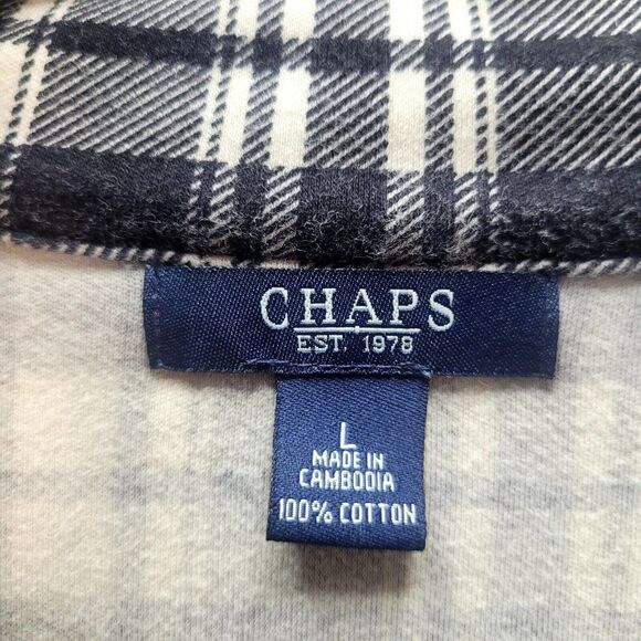 Chaps Flannel Sweater Large Womens Quarter Zip Plaid Chest Pocket Lightweight - Picture 5 of 8
